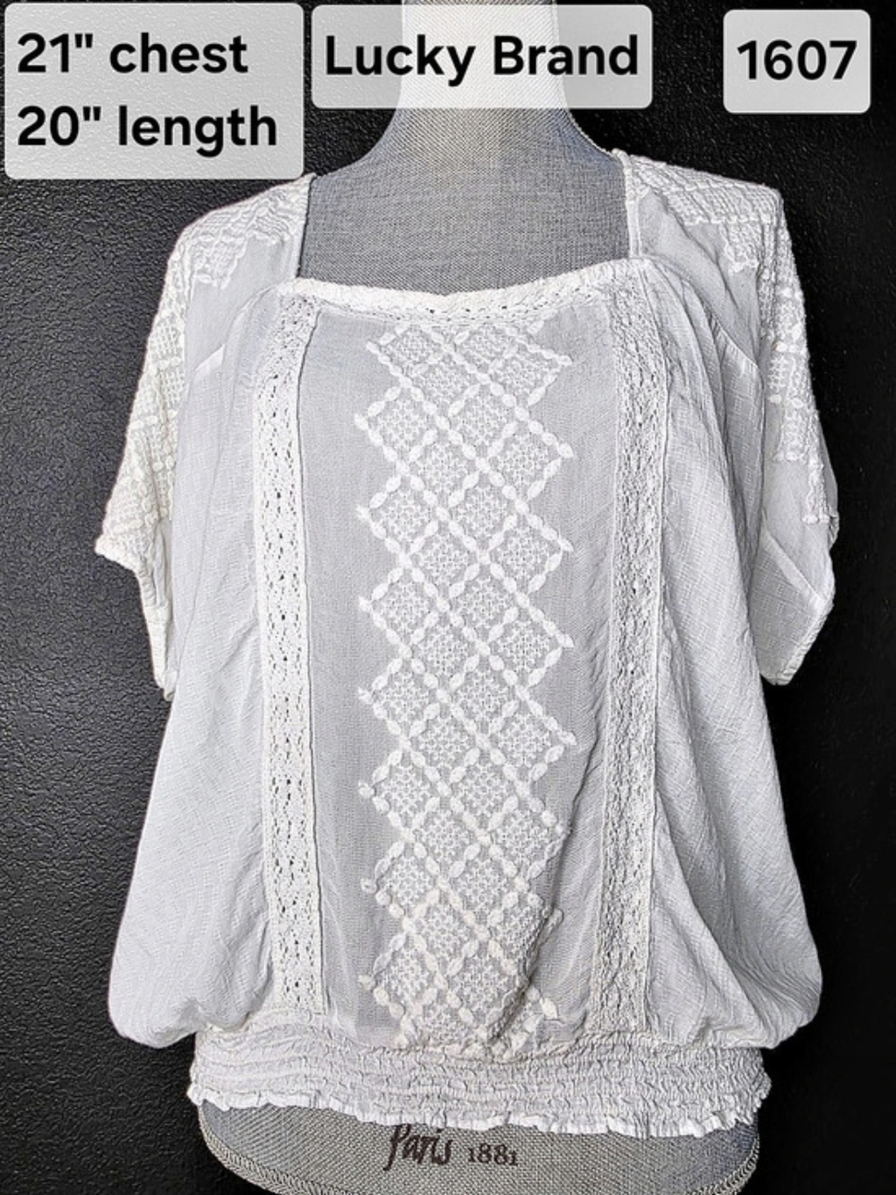 Lucky Brand Geometric Blouse in White Size Large